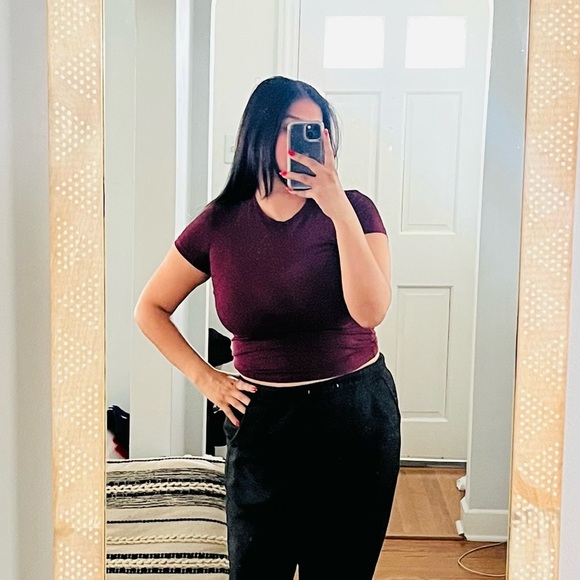 Vince Women's essential pima crewneck t shirt summer 2025 burgandy - Picture 1 of 4